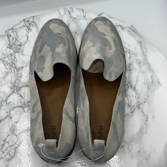 SUSINA Kellen Almond Toe Grey Camouflage Leather Loafer-8M - Picture 4 of 7
